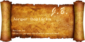 Jerger Boglárka névjegykártya